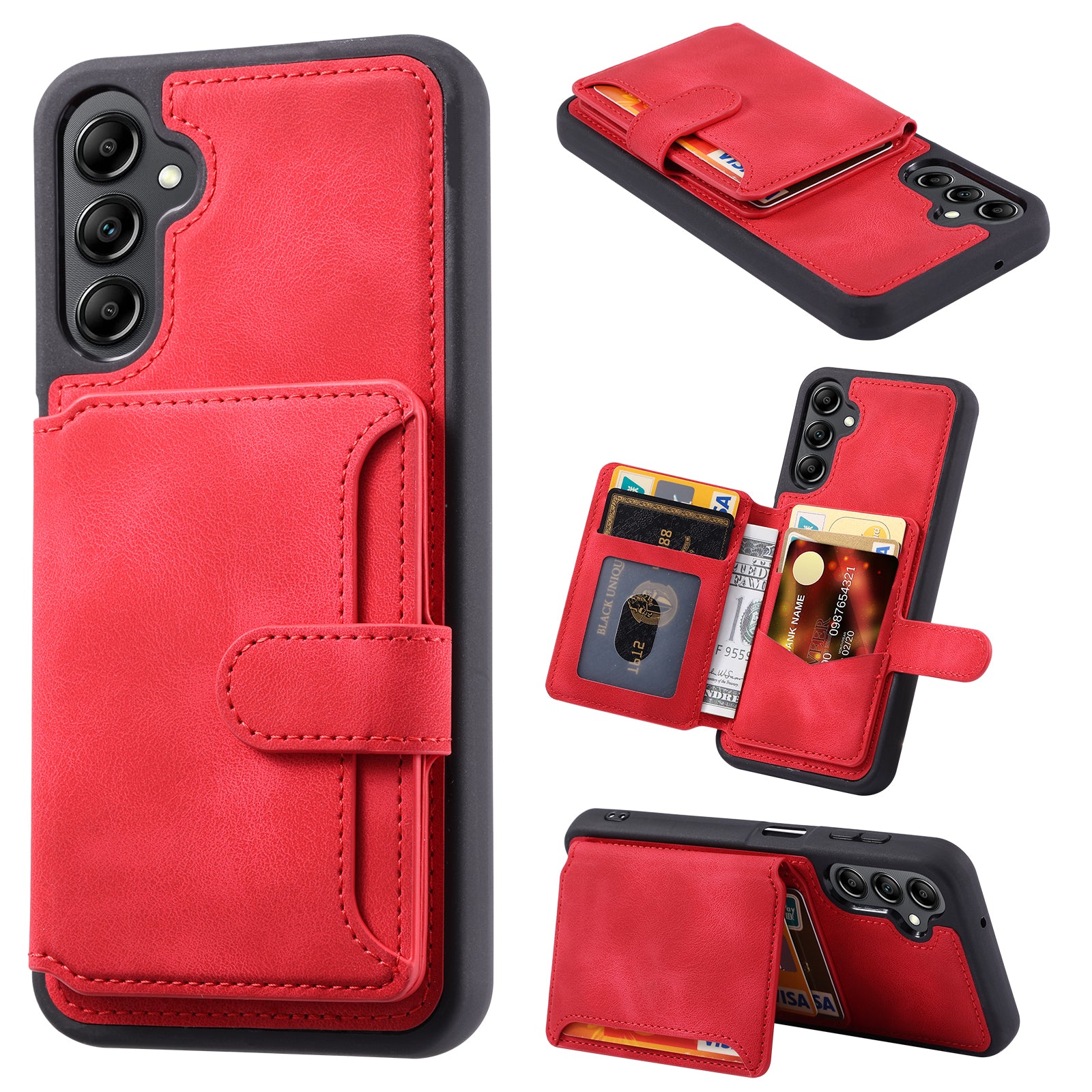 For Samsung Galaxy S23 FE PU Leather Coated TPU Kickstand Phone Case RFID Blocking Wallet Cover For Samsung Galaxy S23 FE PU Leather Coated TPU Kickstand Phone Case RFID Blocking Wallet Cover